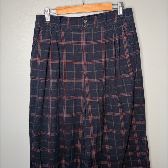 Madewell Corduroy Pleated Wide-Leg Pants in Windowpane - Blue Multi Plaid - Picture 5 of 11